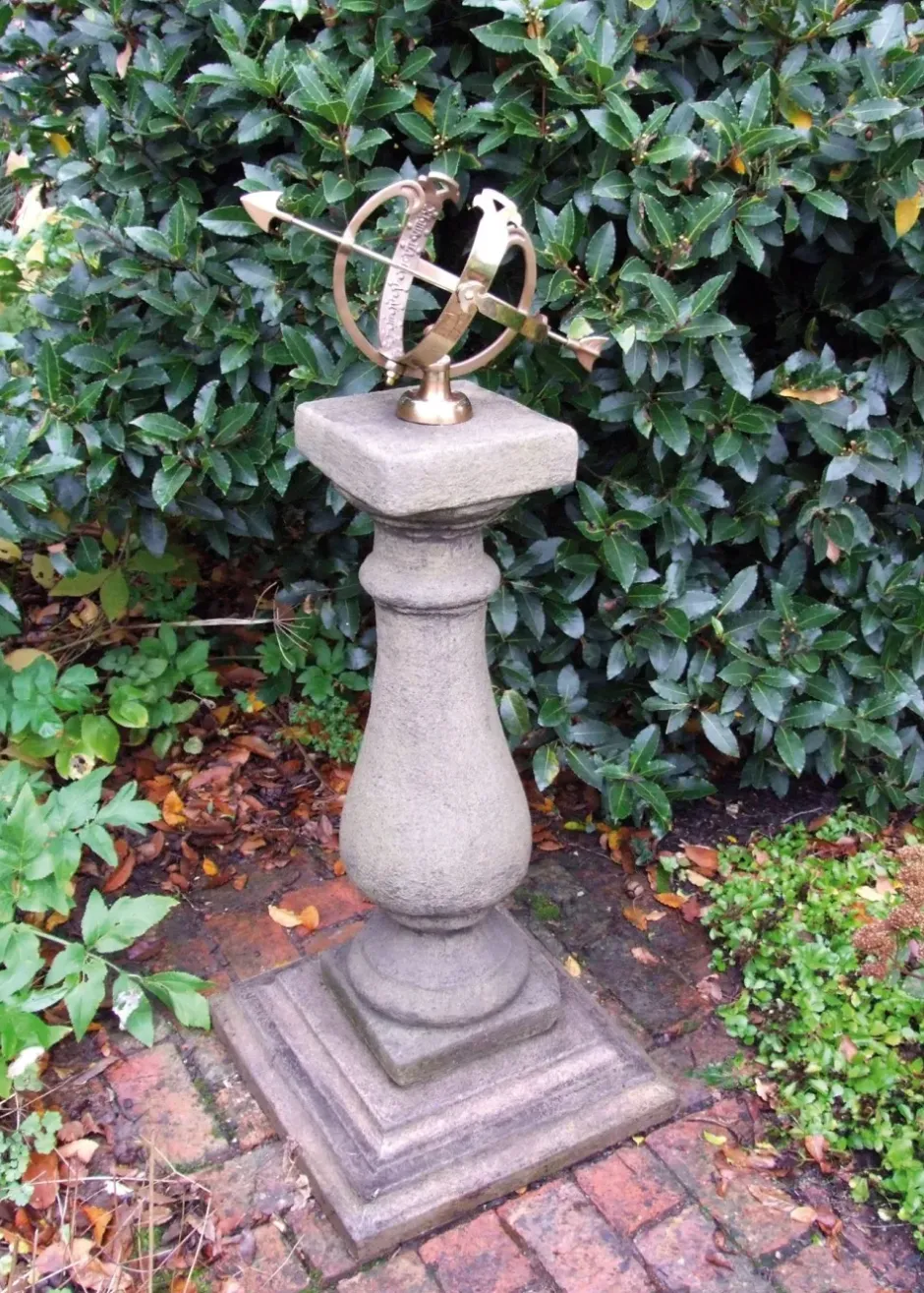 Statues & Sculptures Armillary Sundials^Baluster Medium Armillary Stone Garden Sundial