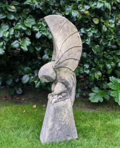 Statues & Sculptures Owls|Modern^Barn Owl on Pedestal Stone Garden Statue