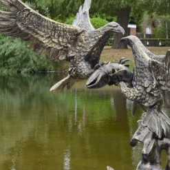 Statues & Sculptures Eagles^Battle of Eagles Bronze Metal Garden Statue