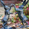 Statues & Sculptures Wildlife^Battling Hares 50cm Bronze Metal Garden Statues