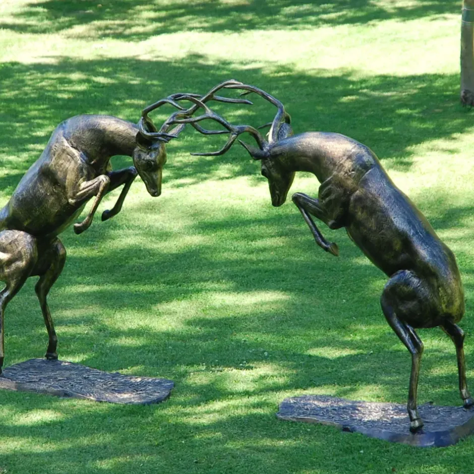 Statues & Sculptures Stags & Deers^Battling Stags Life-Size 140cm Bronze Metal Garden Statues