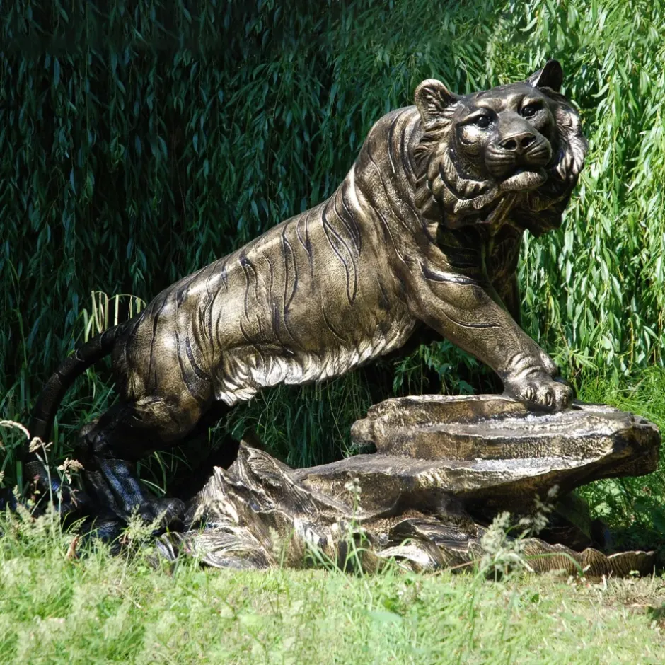 Statues & Sculptures Wildlife^Bengal Tiger Life-Size Bronze Metal Garden Statue