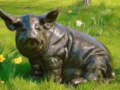 Statues & Sculptures Farm^Big Pig Bronze Metal Garden Statue