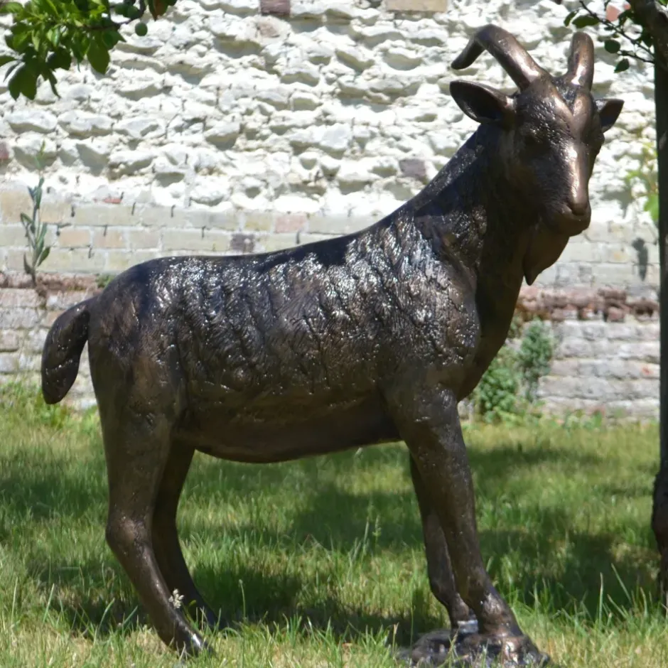 Statues & Sculptures Farm^Billy Goat Bronze Metal Garden Statue