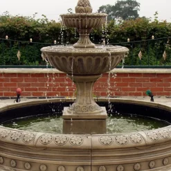 Statues & Sculptures Water Features^Blenheim Double Tier 2m Stone Water Fountain Feature
