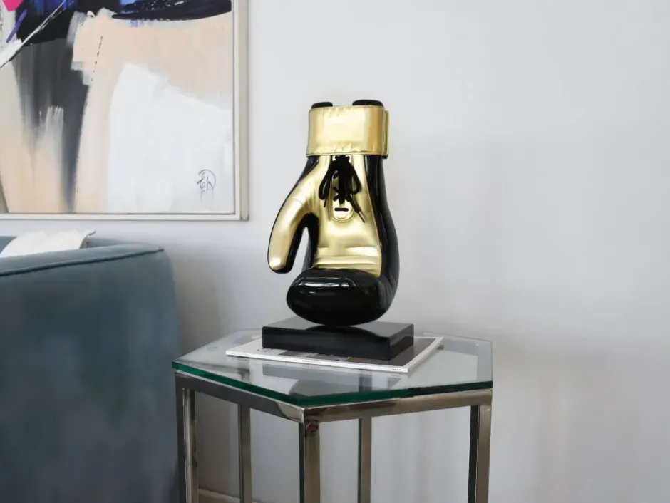 Statues & Sculptures Table Top|Contemporary^Boxing Hero 37cm Black Resin Indoor Sculpture