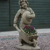 Statues & Sculptures Children^Boy & Barrow Stone Garden Statue