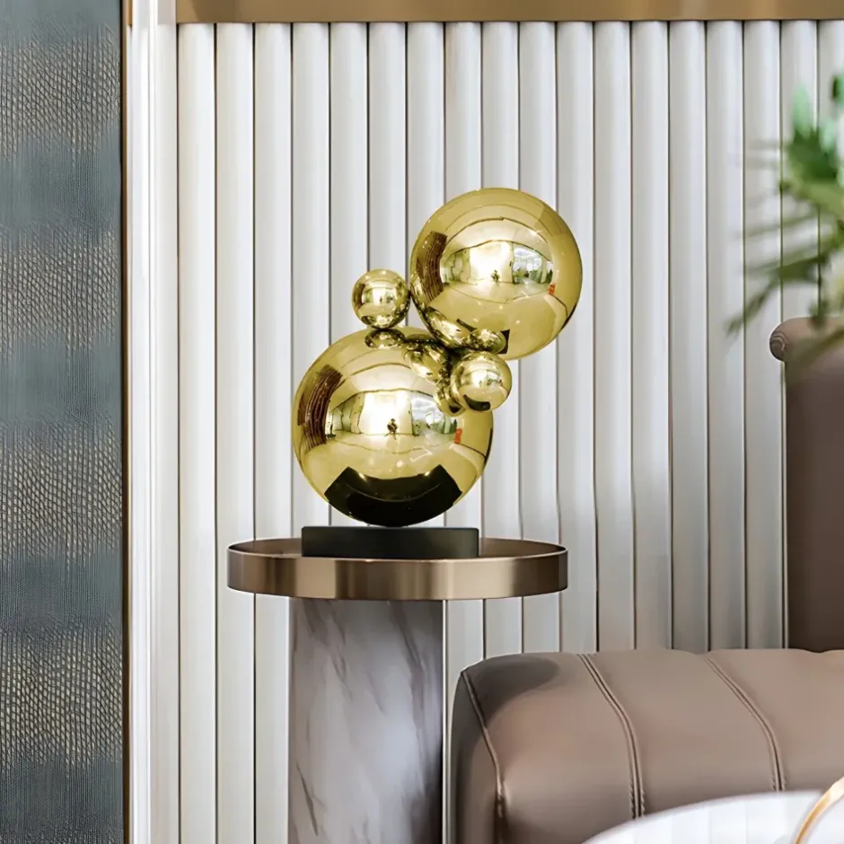 Statues & Sculptures Table Top|Abstract^Bubble Bobble 55cm Gold Metal Indoor Sculpture