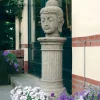 Statues & Sculptures Buddha^Buddha Head Stone Garden Ornament on Pedestal