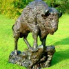 Statues & Sculptures Wildlife^Buffalo Life-Size Bronze Metal Garden Statue