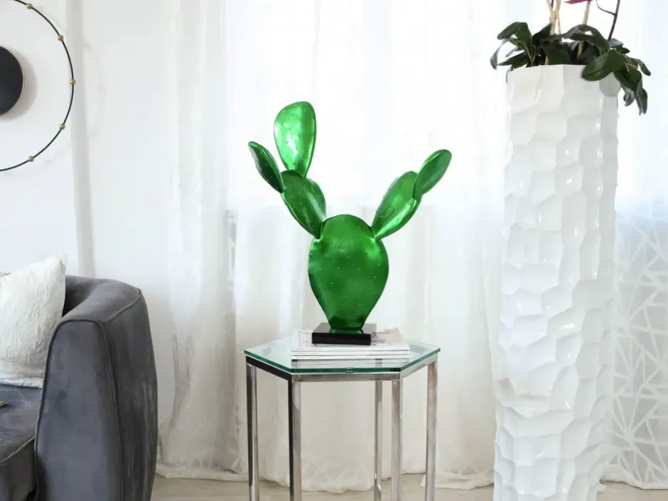 Statues & Sculptures Table Top|Contemporary^Cactus Bloom 61cm Green Resin Indoor Sculpture