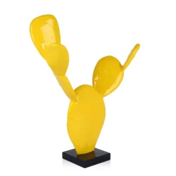 Statues & Sculptures Table Top|Contemporary^Cactus Bloom 41cm Yellow Resin Indoor Sculpture
