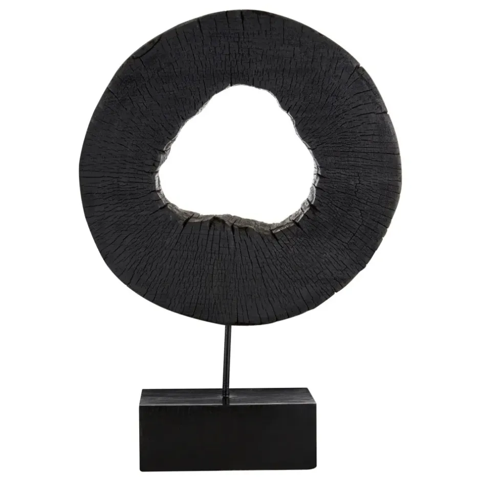 Statues & Sculptures Table Top|Abstract^Carbon Halo 53cm Black Wood Indoor Sculpture