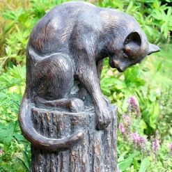 Statues & Sculptures Cats^Cat & Mouse Bronze Resin Garden Ornament