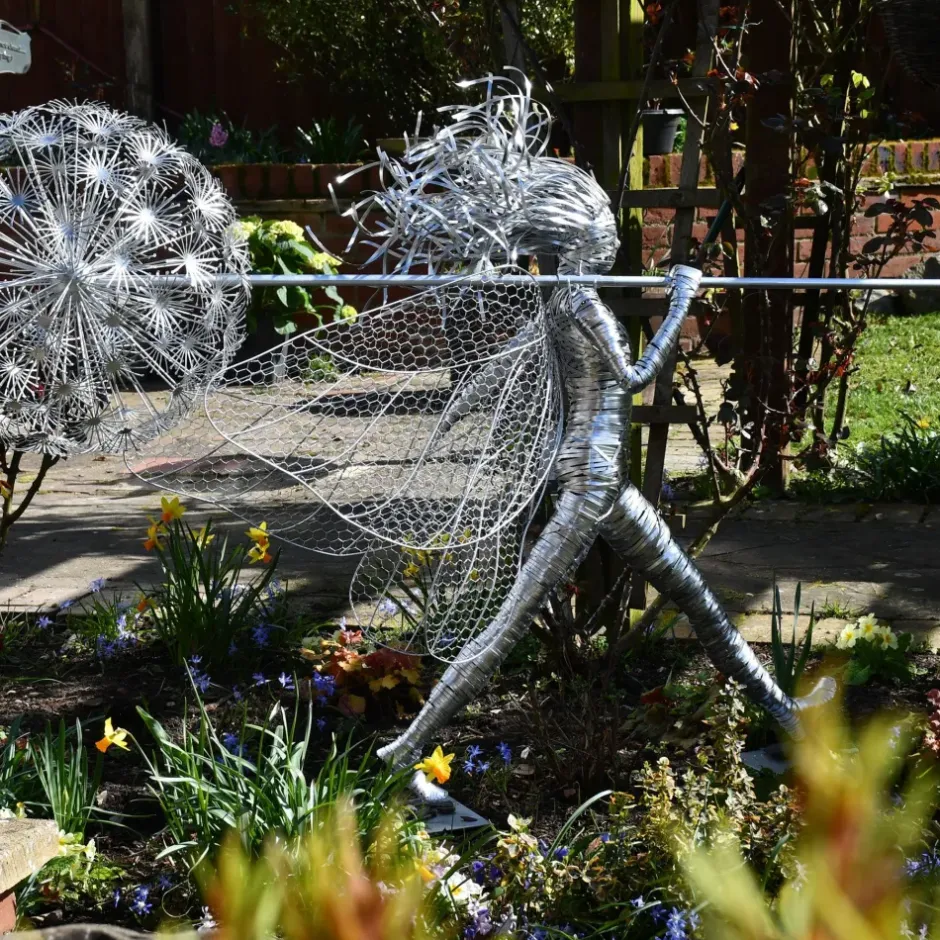Statues & Sculptures Fairies^Celeste Fairy 90cm Metal Wire Garden Sculpture