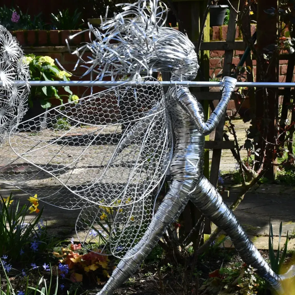 Statues & Sculptures Fairies^Celeste Fairy 90cm Metal Wire Garden Sculpture