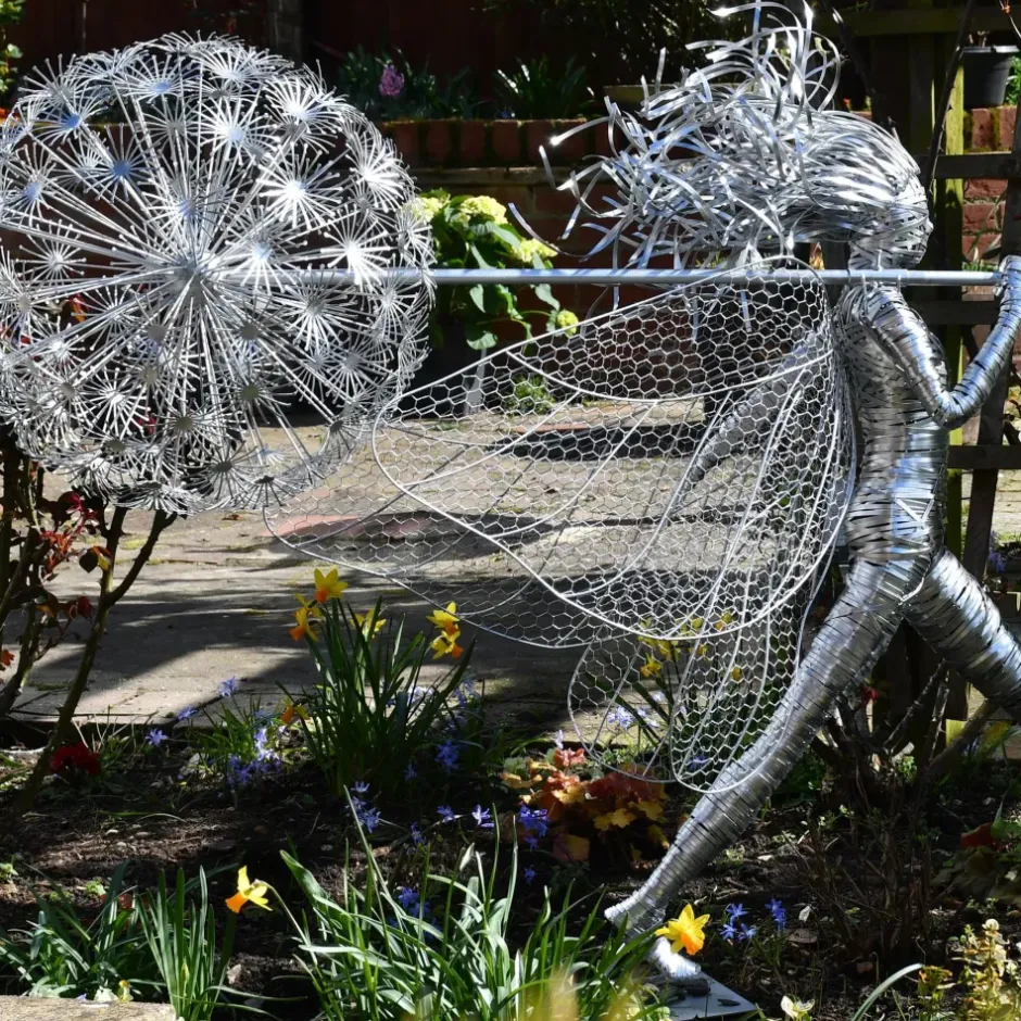 Statues & Sculptures Fairies^Celeste Fairy 90cm Metal Wire Garden Sculpture