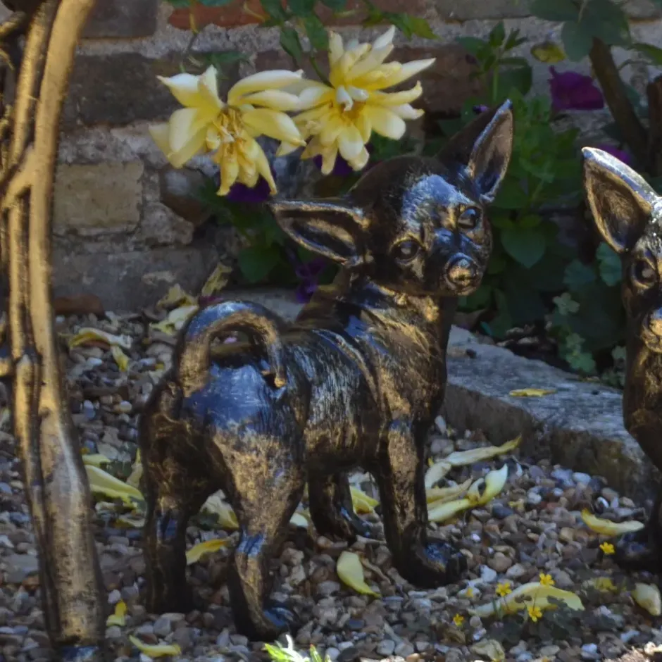 Statues & Sculptures Dogs^Chihuahua Dogs Bronze Metal Garden Ornaments