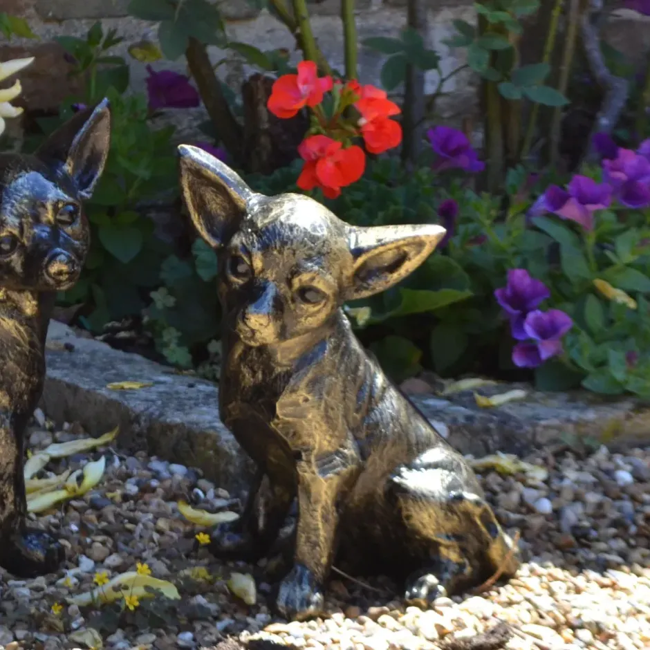 Statues & Sculptures Dogs^Chihuahua Dogs Bronze Metal Garden Ornaments