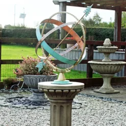 Statues & Sculptures Armillary Sundials^Clarence Stone Brass Armillary Garden Sundial