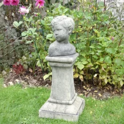 Statues & Sculptures Children^Classic Boy Bust on Pedestal Stone Garden Statue