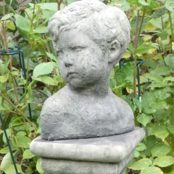 Statues & Sculptures Children^Classic Boy Bust on Pedestal Stone Garden Statue