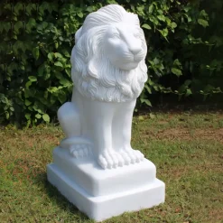 Statues & Sculptures Wildlife|Lions^Classic Lion 71cm Marble Resin Garden Statue