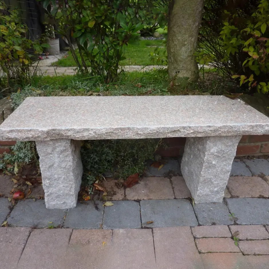 Statues & Sculptures Stone Benches^Classic Natural Granite Pink Stone Garden Bench