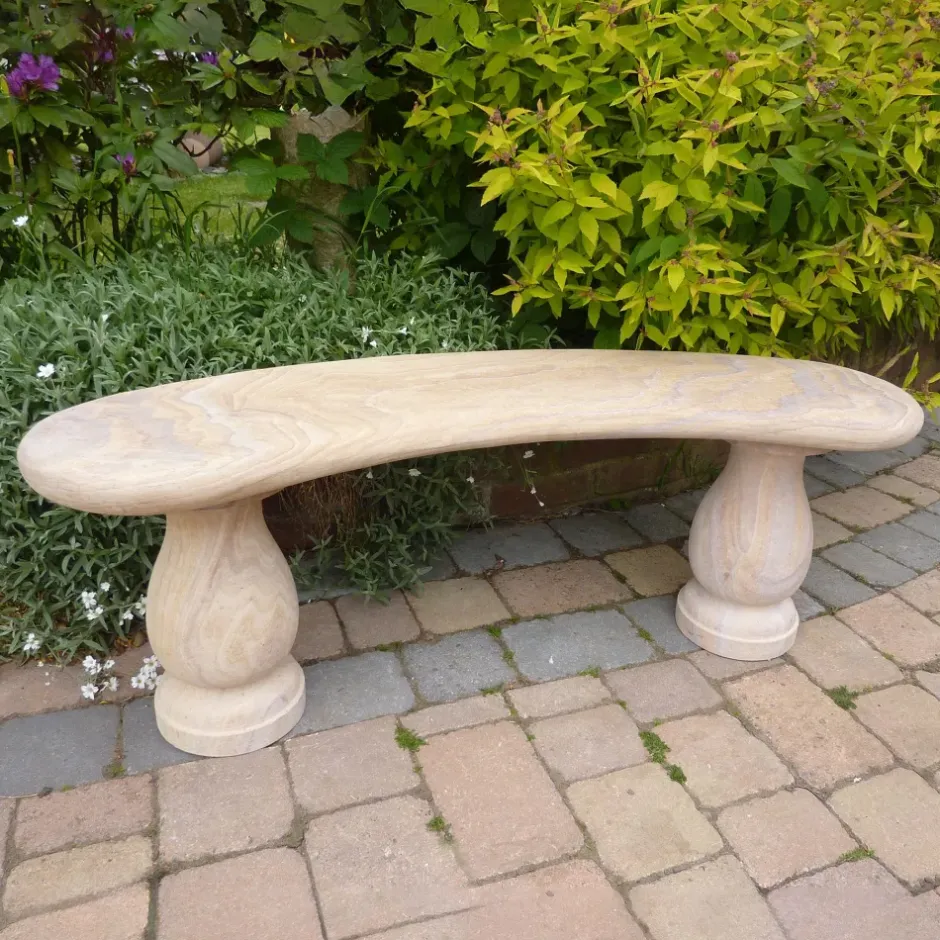 Statues & Sculptures Stone Benches^Classic Polished Rainbow Sandstone Garden Bench