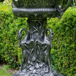 Statues & Sculptures Round^Classic Swan Urn Bronze Metal Garden Planter