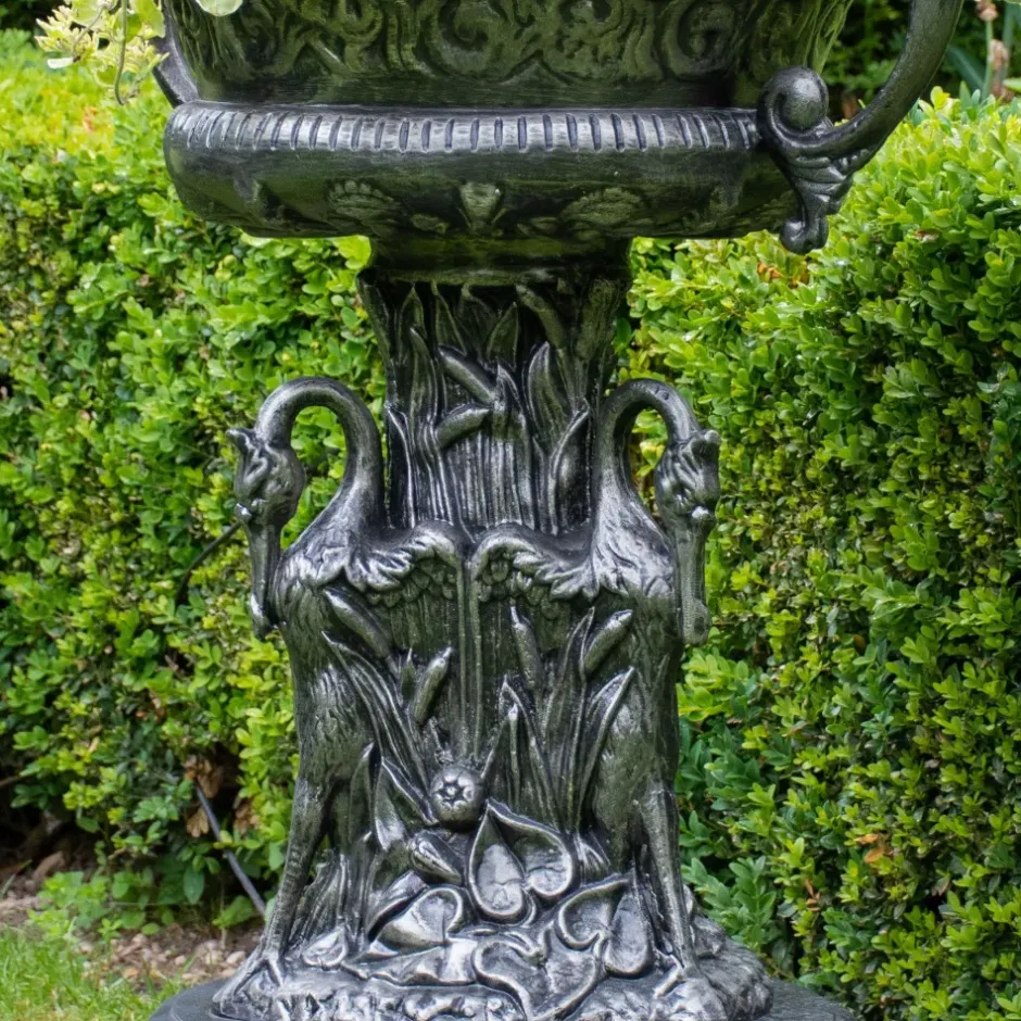 Statues & Sculptures Round^Classic Swan Urn Bronze Metal Garden Planter