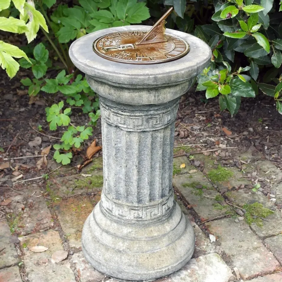 Statues & Sculptures Garden Sundials^Classical Aged Brass Stone Garden Sundial