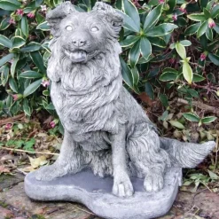 Statues & Sculptures Dogs^Collie Puppy Dog Stone Garden Ornament
