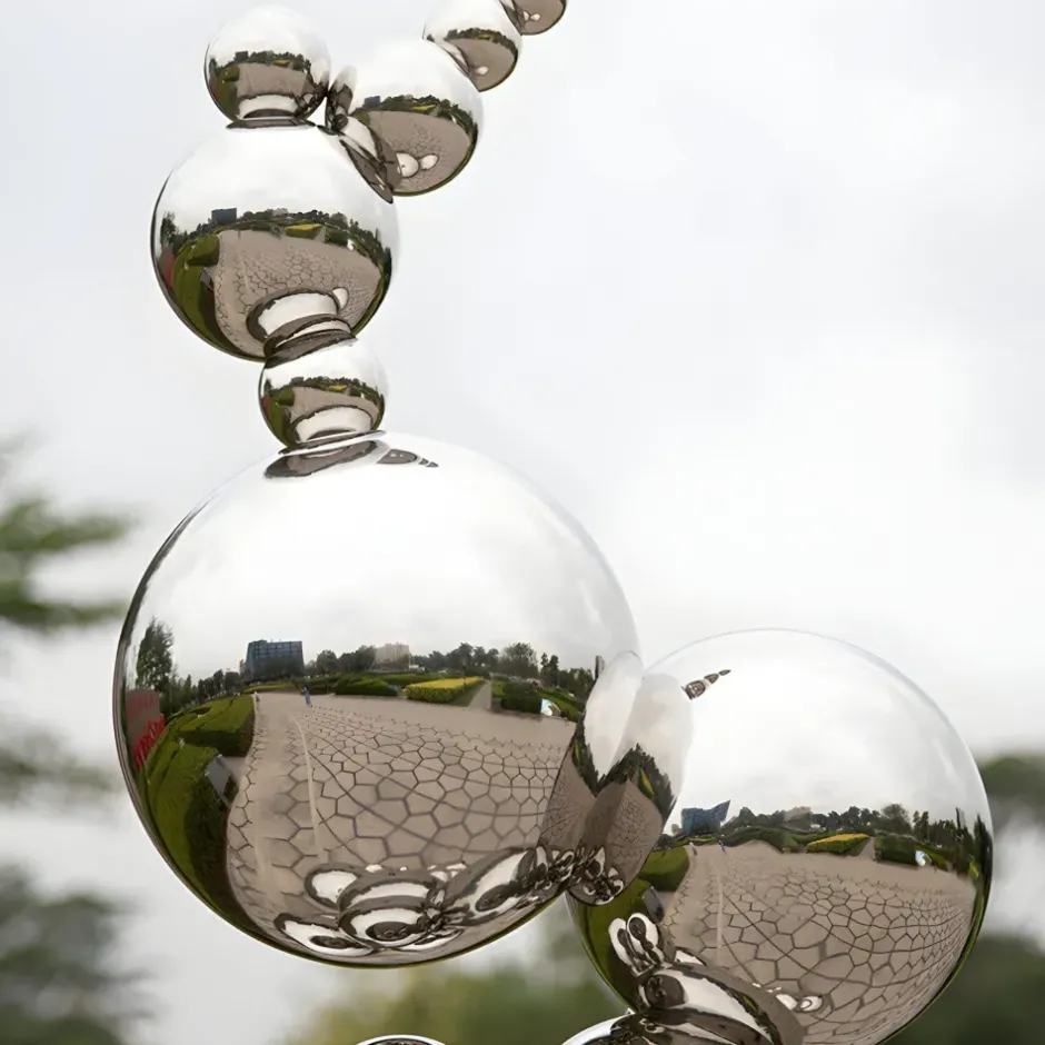 Statues & Sculptures Giant|Floor Standing^Cosmic Bubbles 226cm Gold Metal Garden Sculpture