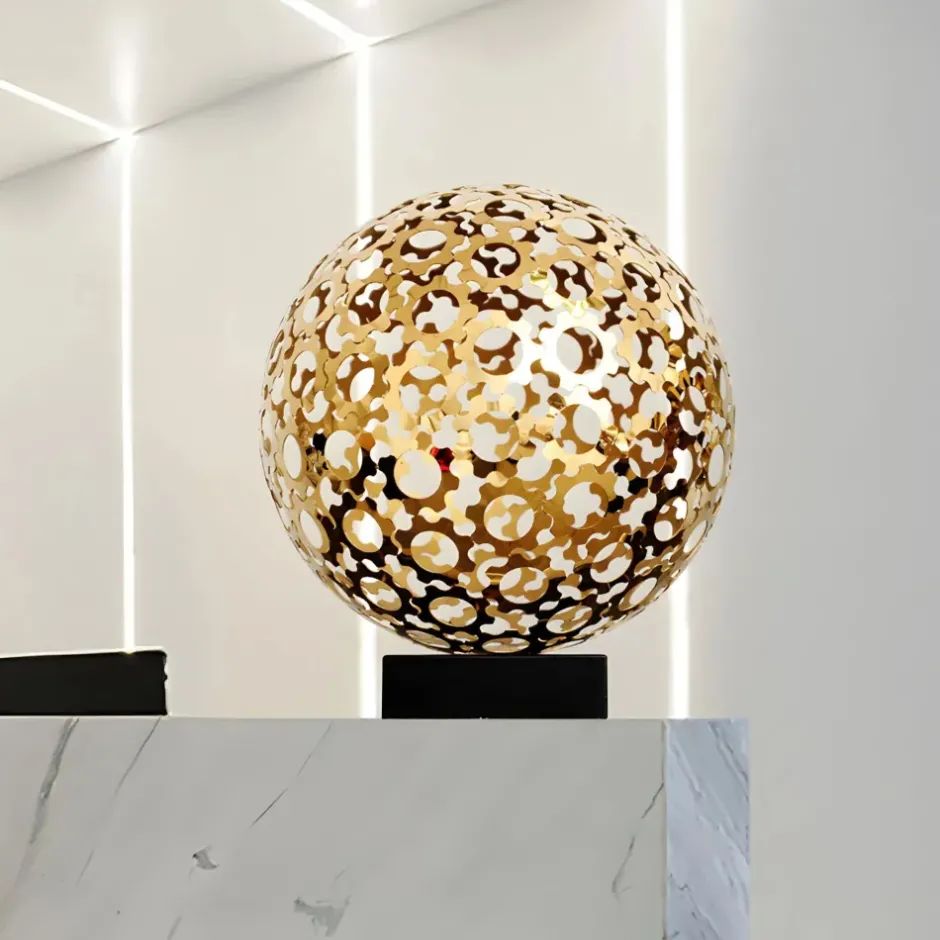 Statues & Sculptures Table Top|Abstract^Cosmic Sphere 48cm Gold Metal Indoor Sculpture