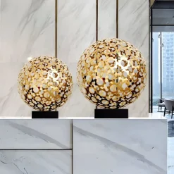 Statues & Sculptures Table Top|Abstract^Cosmic Sphere 48cm Gold Metal Indoor Sculpture