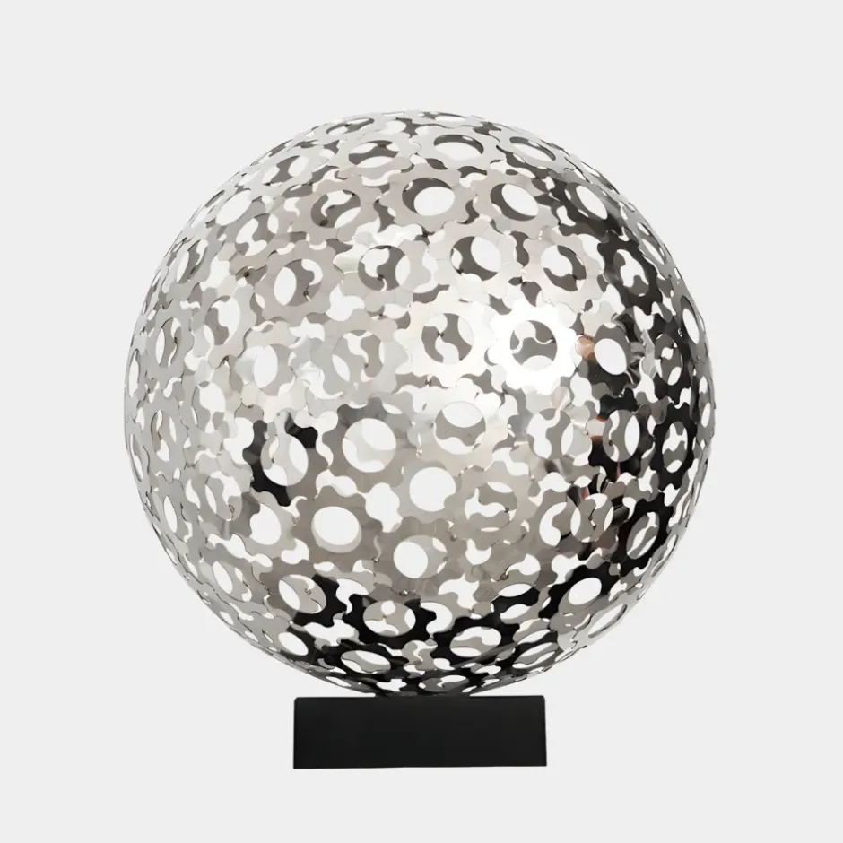 Statues & Sculptures Table Top|Abstract^Cosmic Sphere 44cm Silver Metal Indoor Sculpture