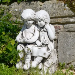 Statues & Sculptures Children^Country Boy & Girl 56cm Stone Resin Garden Statue