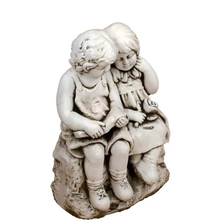 Statues & Sculptures Children^Country Boy & Girl 56cm Stone Resin Garden Statue