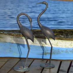 Statues & Sculptures Cranes^Cranes Metal Bronze Garden Ornaments