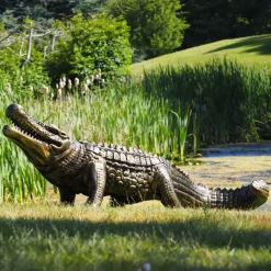 Statues & Sculptures Reptiles^Crocodile Life-Size Bronze Metal Garden Statue
