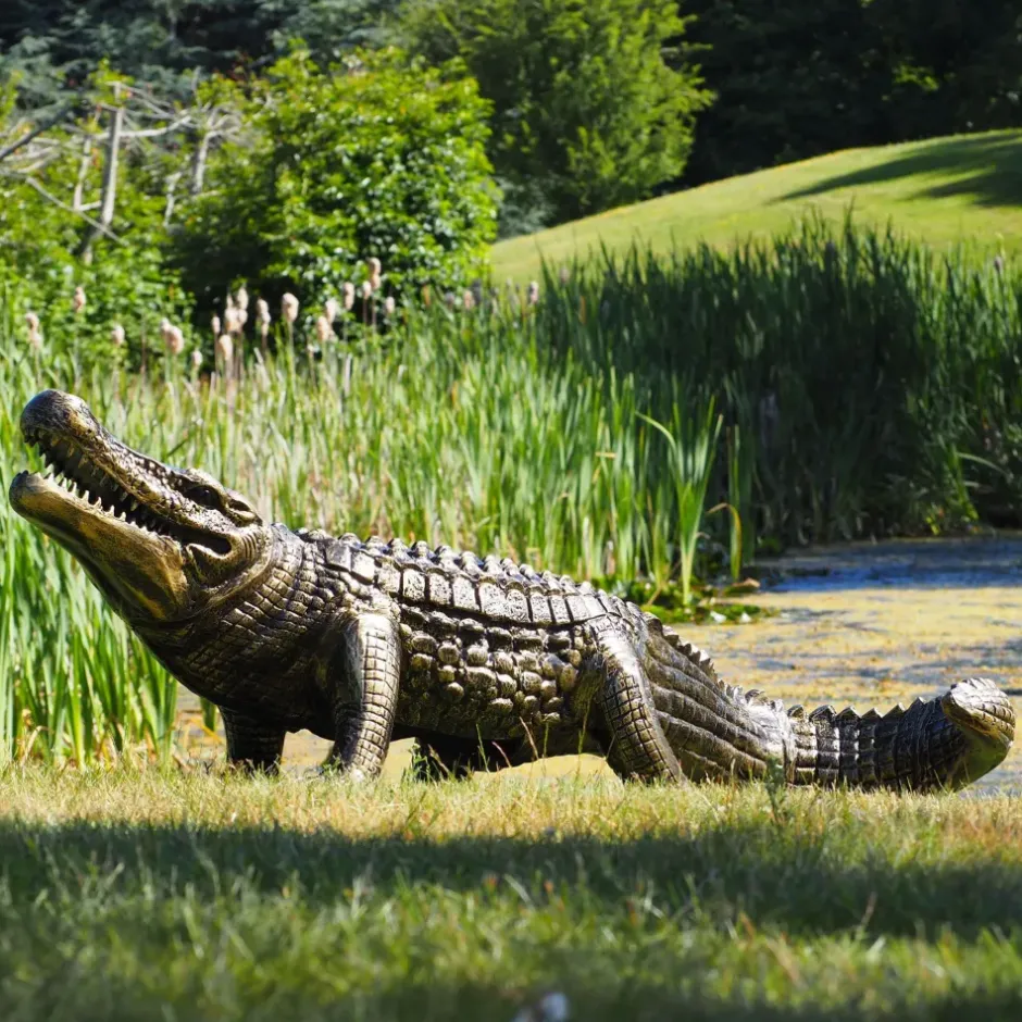 Statues & Sculptures Reptiles^Crocodile Life-Size Bronze Metal Garden Statue