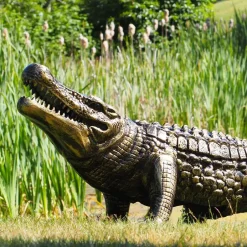 Statues & Sculptures Reptiles^Crocodile Life-Size Bronze Metal Garden Statue