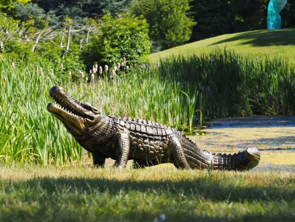 Statues & Sculptures Reptiles^Crocodile Life-Size Bronze Metal Garden Statue