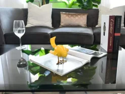 Statues & Sculptures Table Top|Animals^Cubic Bird 14cm Caio Yellow Resin Indoor Sculpture