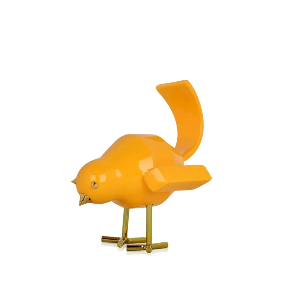 Statues & Sculptures Table Top|Animals^Cubic Bird 14cm Caio Yellow Resin Indoor Sculpture