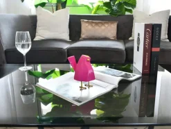 Statues & Sculptures Table Top|Animals^Cubic Bird 14cm Magenta Resin Indoor Sculpture