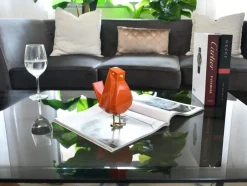 Statues & Sculptures Animals|Contemporary^Cubic Bird 18cm Orange Resin Indoor Sculpture