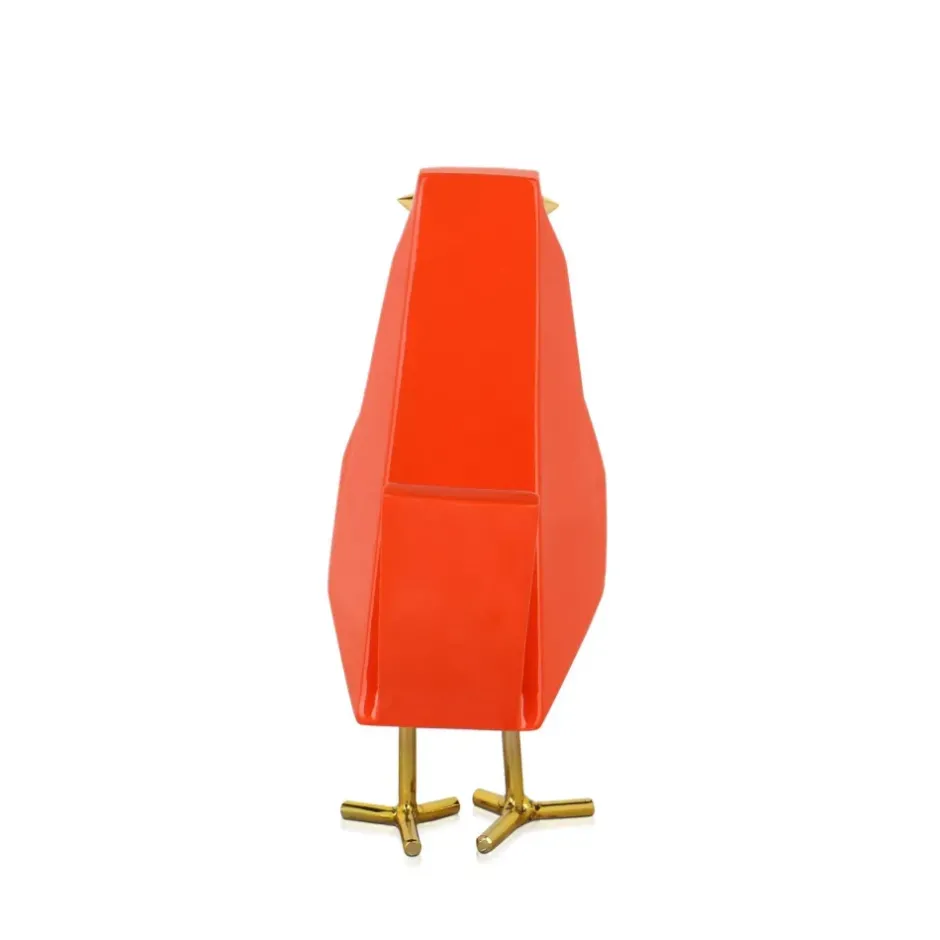 Statues & Sculptures Animals|Contemporary^Cubic Bird 18cm Orange Resin Indoor Sculpture