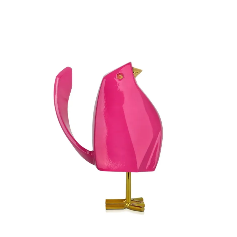 Statues & Sculptures Table Top|Animals^Cubic Bird 14cm Pink Resin Indoor Sculpture